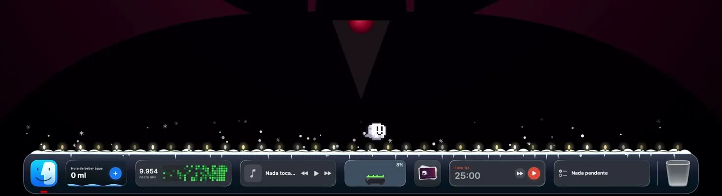 O PrimoDock no Mac, com o tema Noite de neve